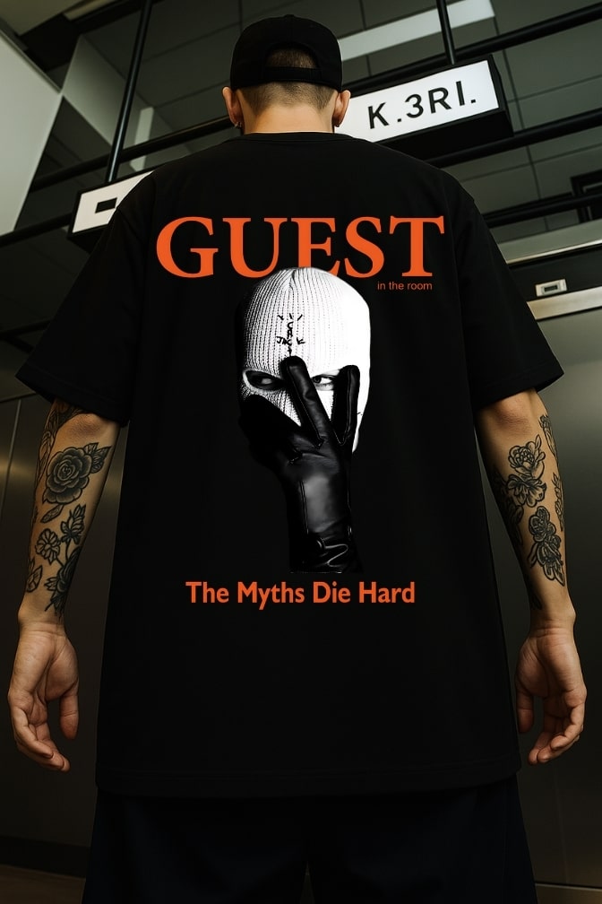 Mens Myths Die Hard Printed Oversized T-shirt