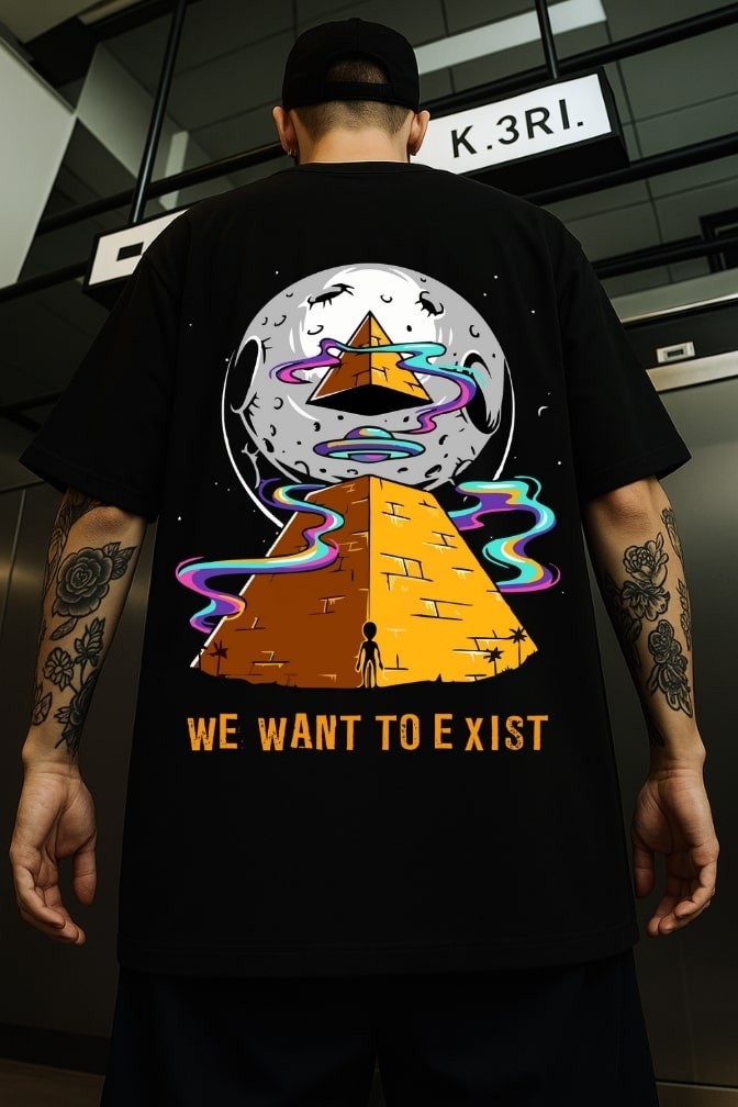 We Want To Exit Printed Oversized T-shirt