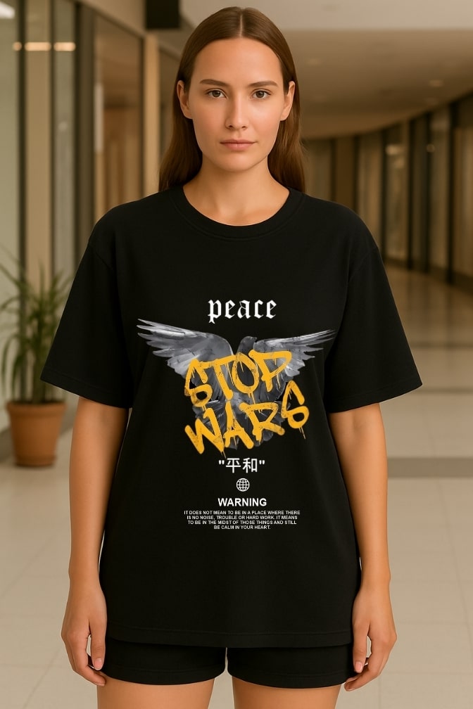 Stop Wars Printed Oversized T-shirt