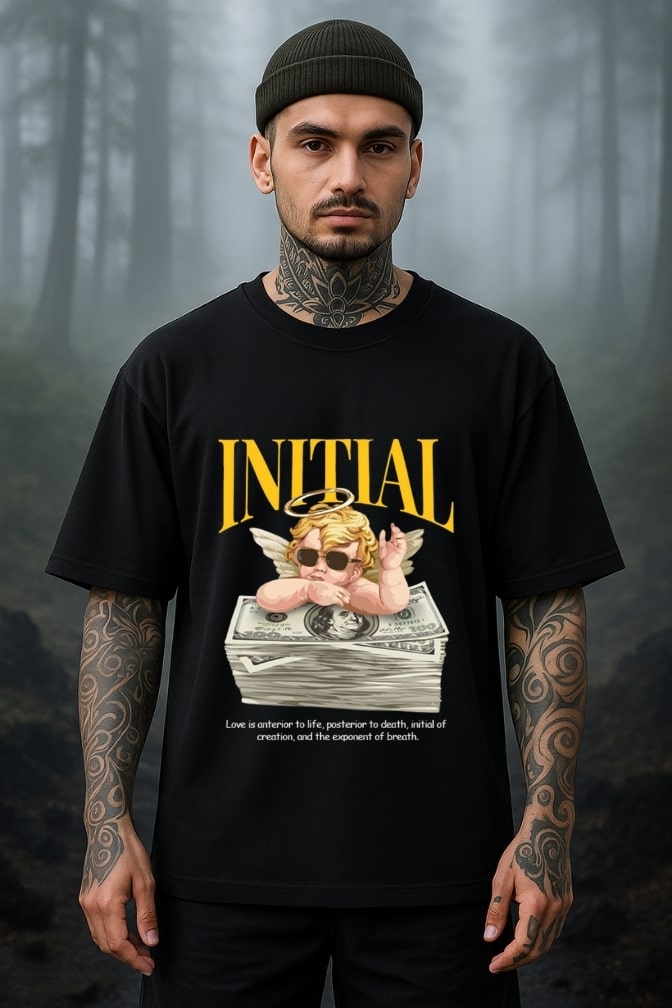 Mens Initial Printed Oversized T-shirt
