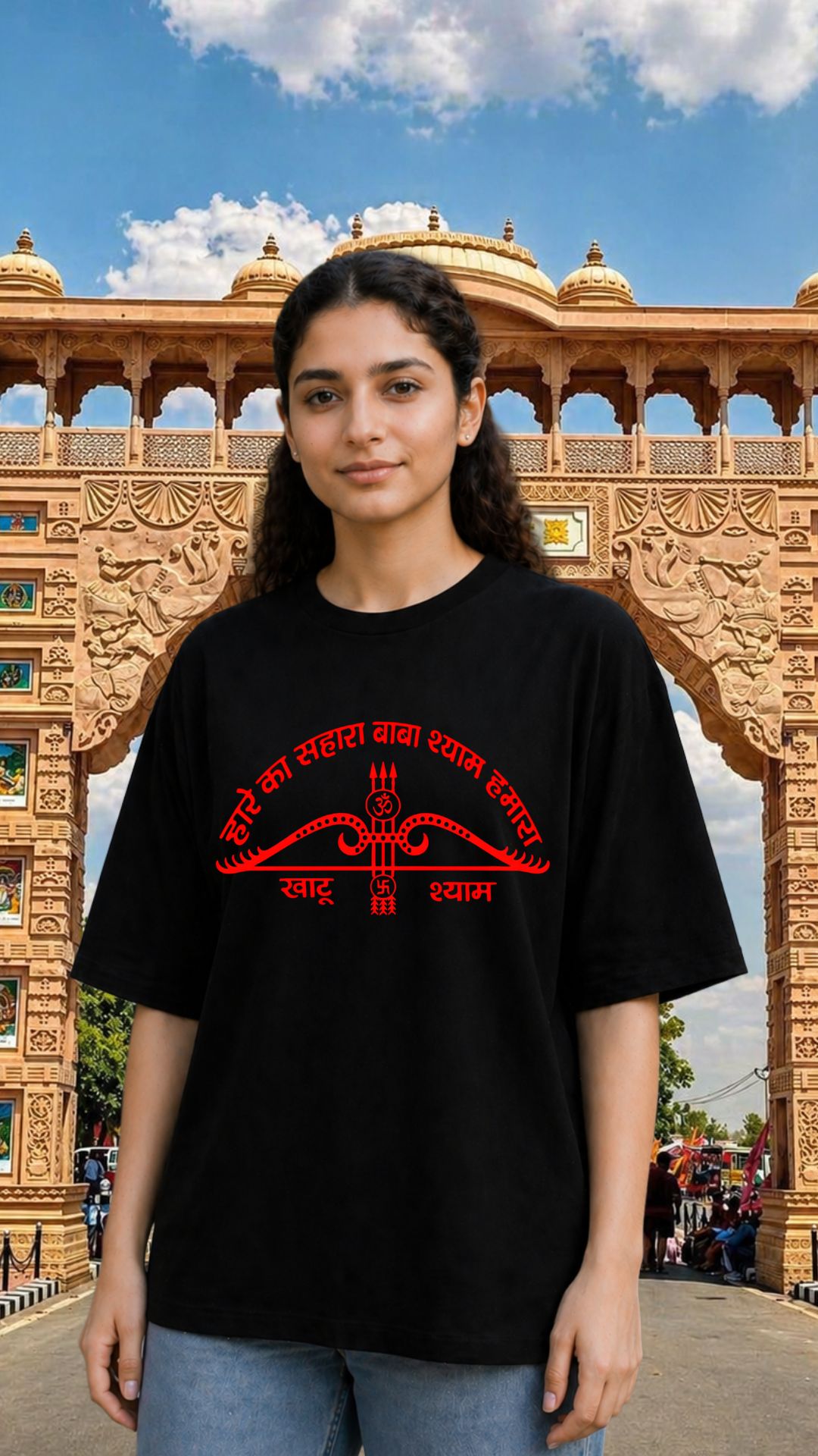 Hare ka Sahara Baba Shyam Hamara Black T-shirt Women