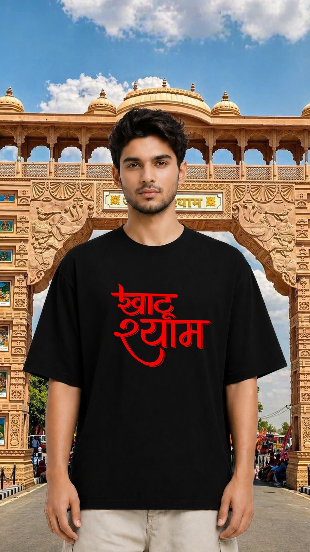 Khatu Shyam Oversized T-shirt for Men Black