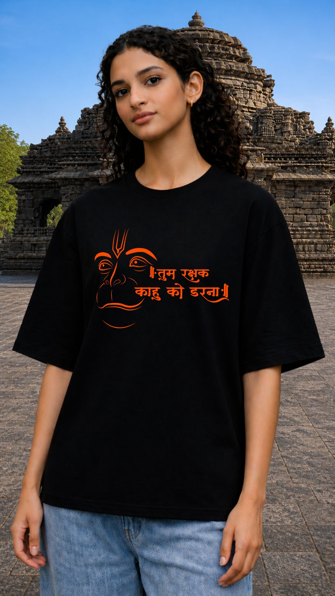 Lord Hanuman Black T-shirt Women