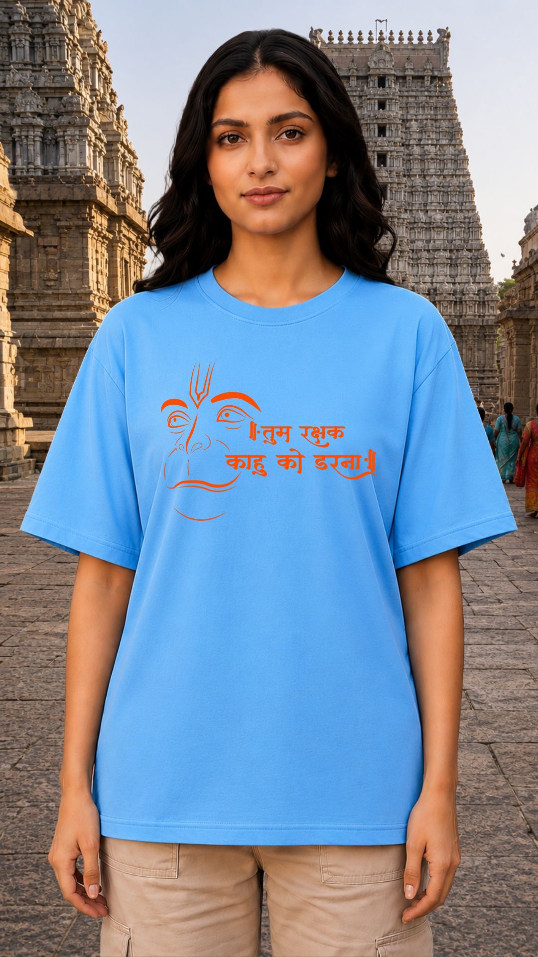 Lord Hanuman Sky Blue T-shirt Women