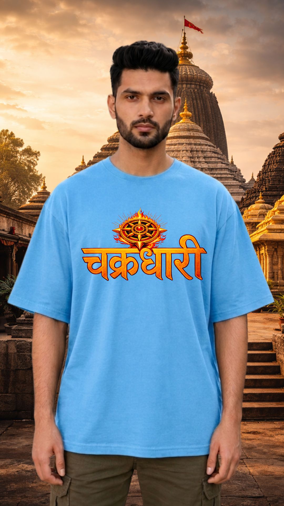 Lord Vishnu Chakradhari Sky Blue T-shirt Men