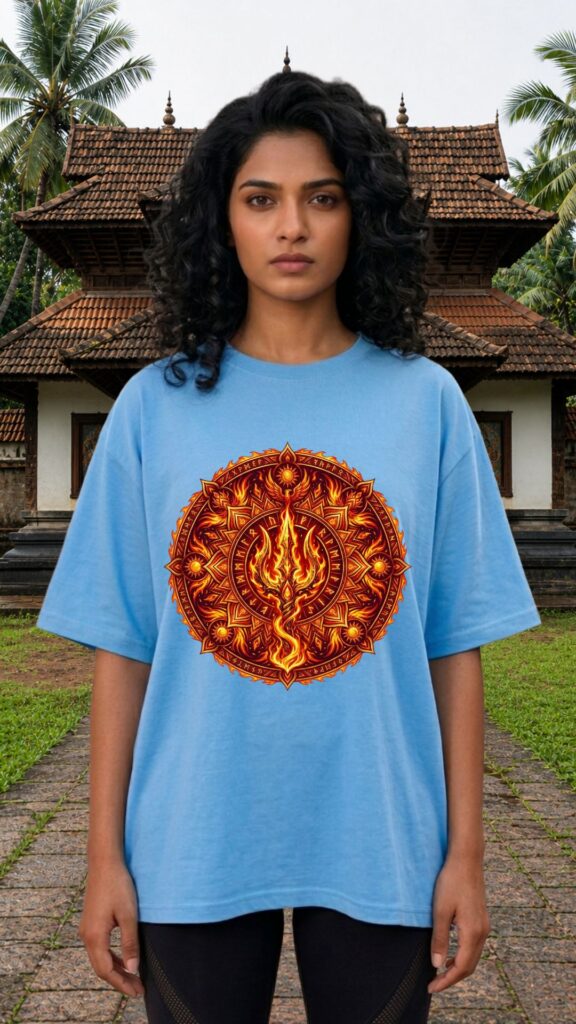 Mahadev Mandala Art Trishul Sky Blue T-shirt Women