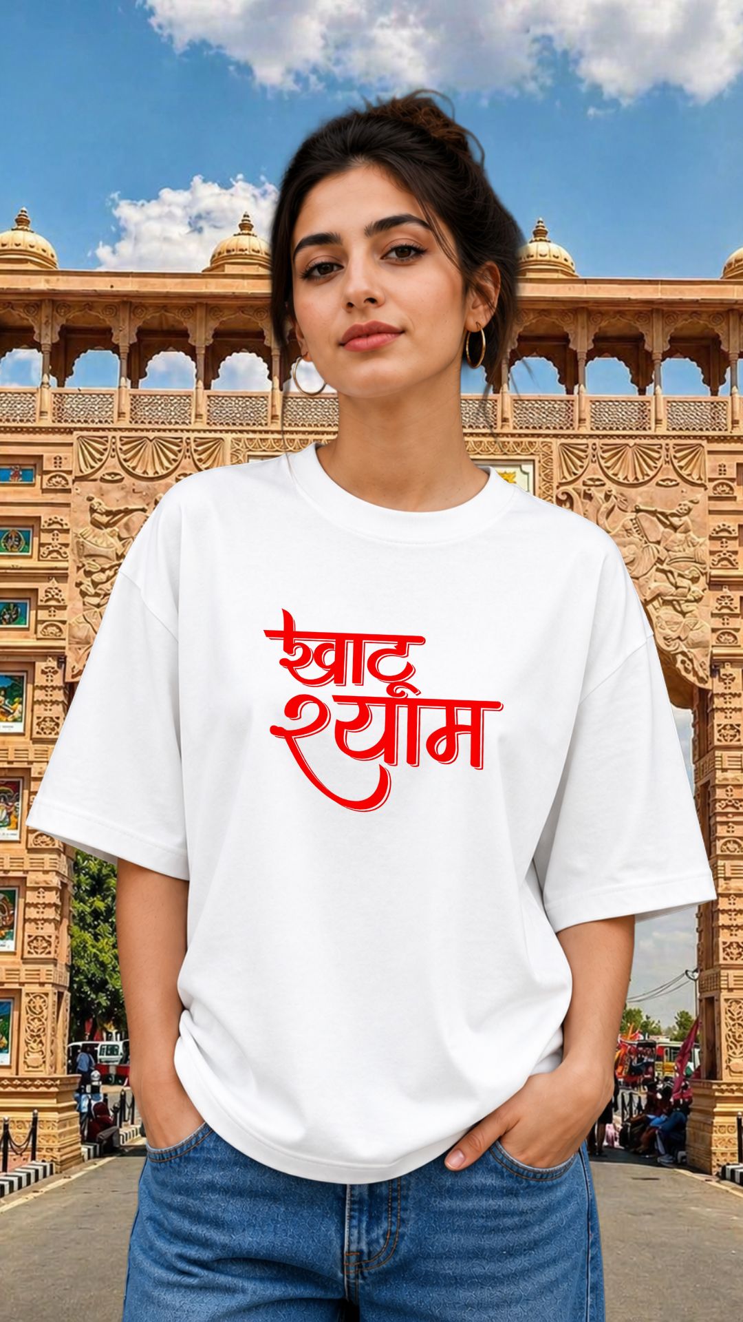 Khatu Shyam Ji White T-shirt Women