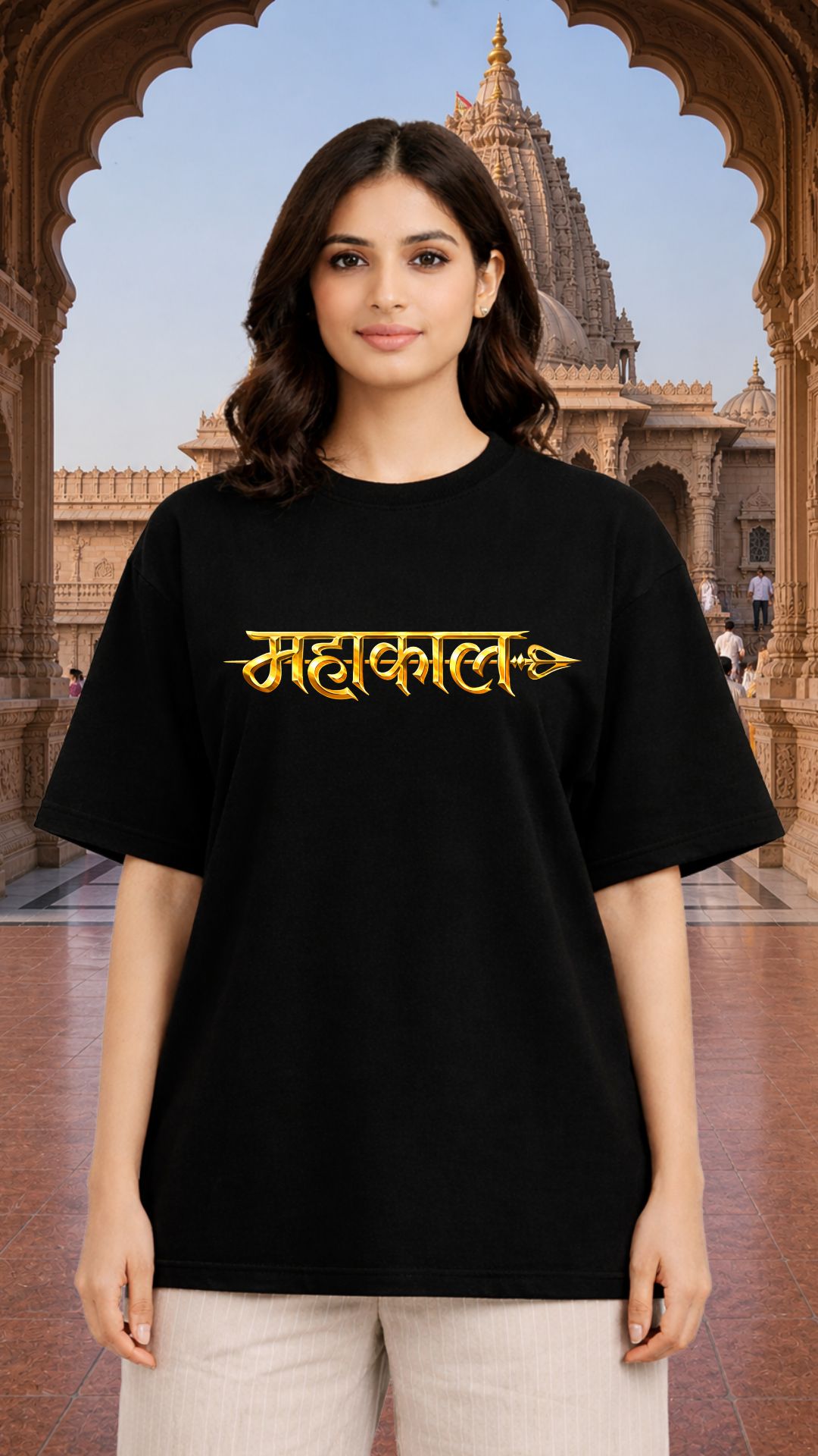 Mahakaal Trishul Black T-shirt Women