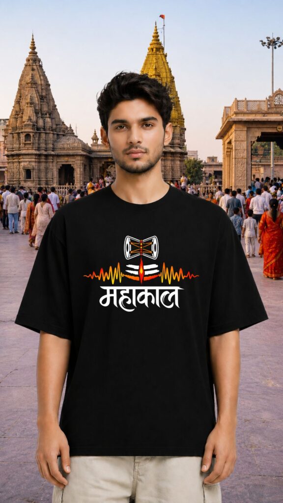 Mahakal Tripund Tilak Black T-shirt Men